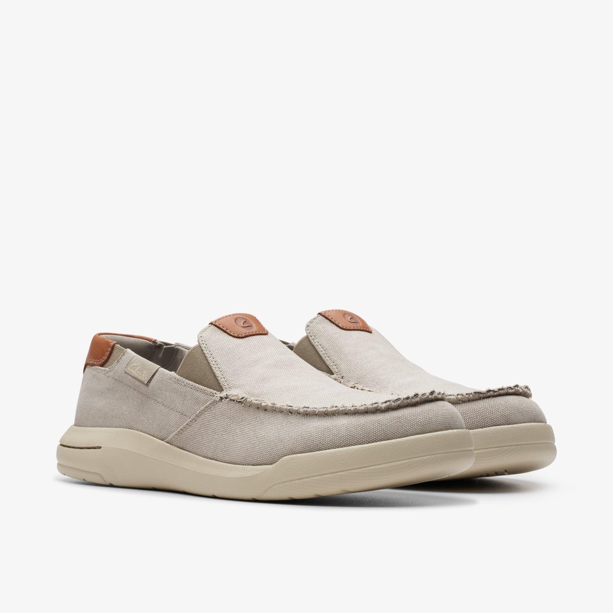 Homme Slip On & Loafers Clarks Driftlite Step Light Grey Combination Grise Clair - OGX-80422574