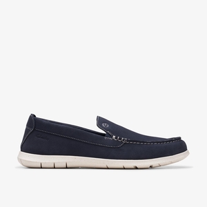 Homme Slip On & Loafers Clarks Flexway Step Navy Suede Bleu Marine - XGS-40441500