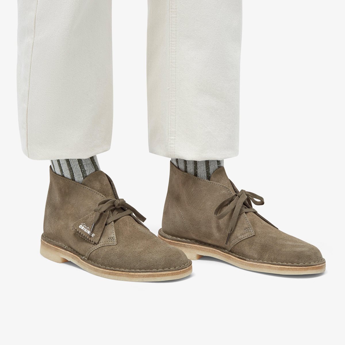 Homme Bottes Du Désert Clarks Desert Boot Pale Khaki Suede Kaki - BHT-47578112