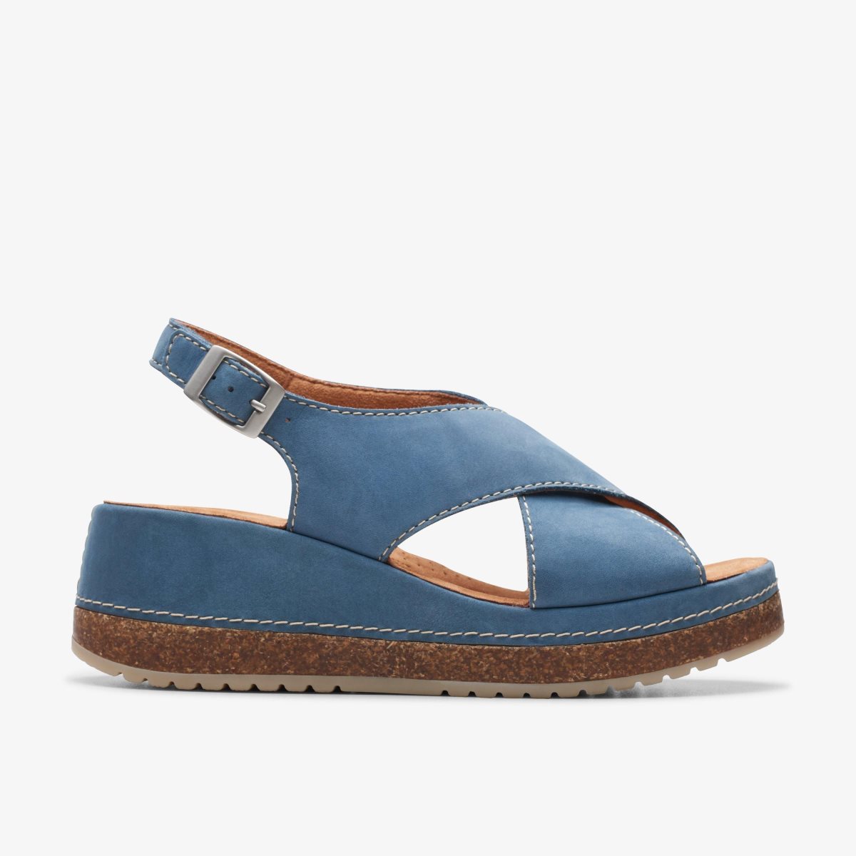 Femme Sandale Clarks Kassanda Step Blue Nubuck Bleu - AIW-20994471