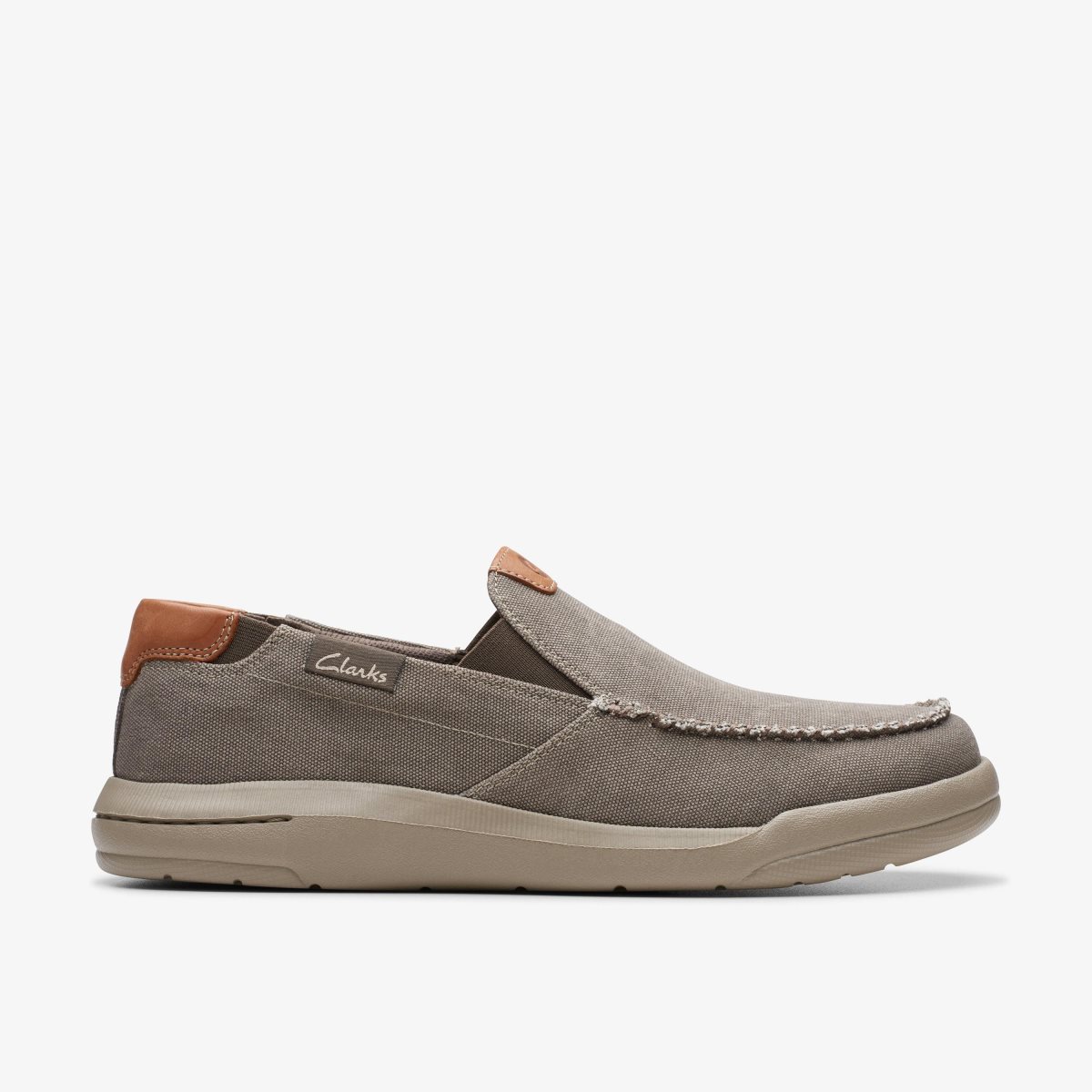 Homme Slip On & Loafers Clarks Driftlite Step Taupe Canvas Grise Marron - VCF-63903382