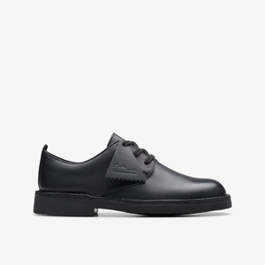 Enfant Chaussures Originales Clarks Desert London Older Black Noir - ZQT-33711558