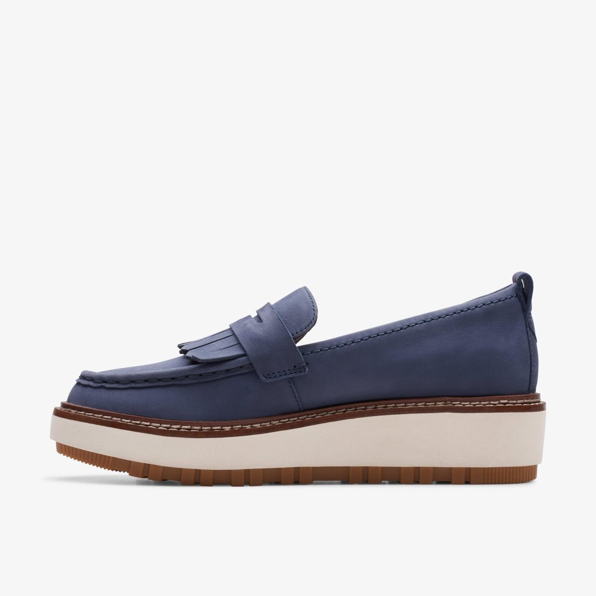 Femme Chaussures Plateforme Clarks Orianna Loafer Navy Nubuck Bleu Marine - DVQ-88618040