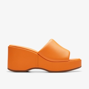 Femme Compensées Clarks Manon Glide Orange Leather Orange - FZC-16113735