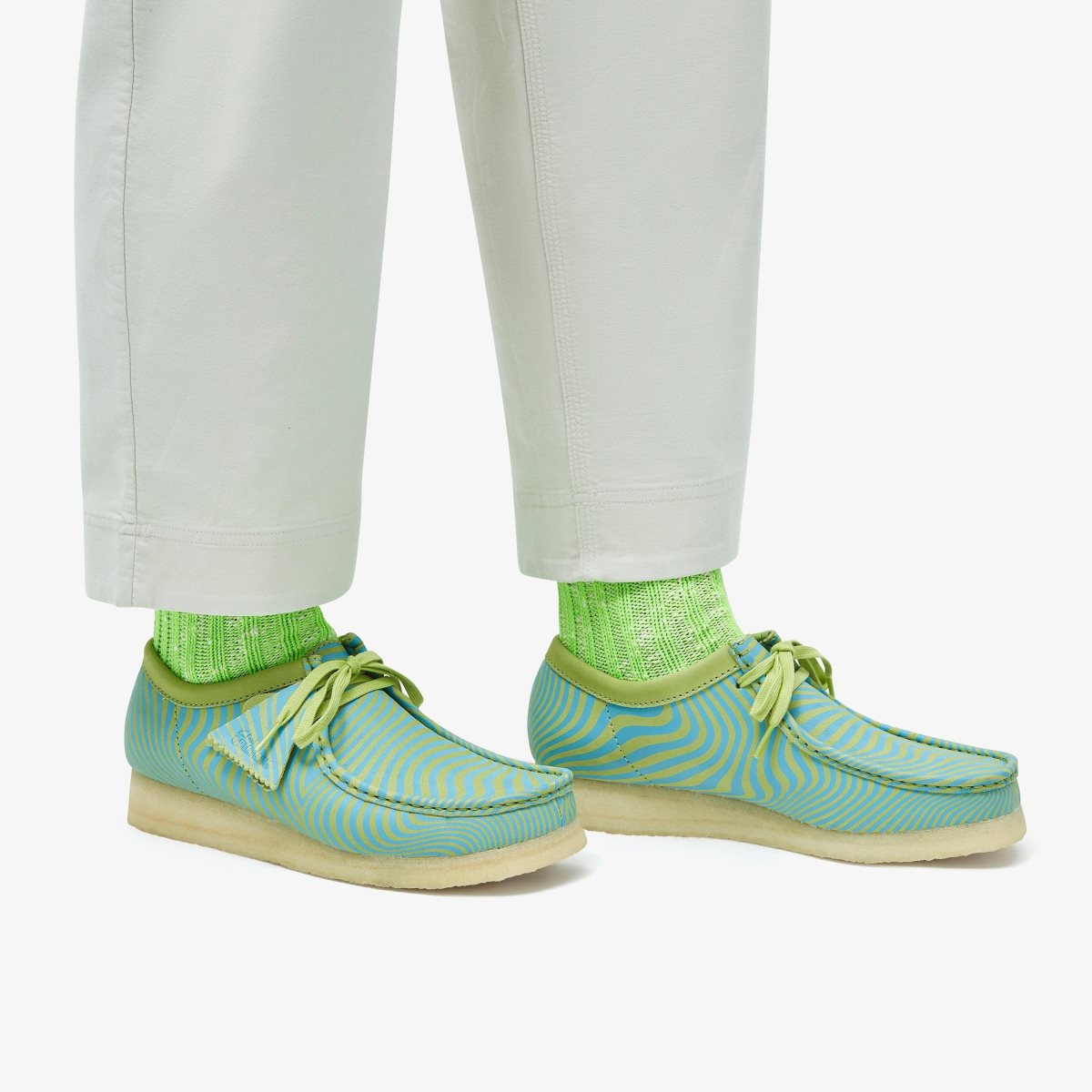 Homme Wallabees Clarks Wallabee Blue/Lime Print Bleu Vert Clair - PPO-62566369