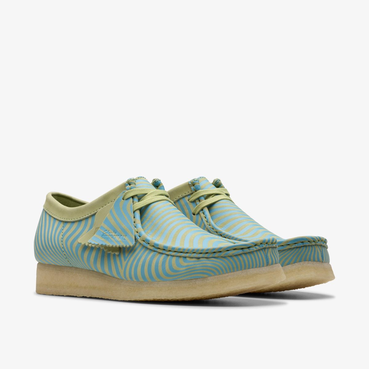 Homme Wallabees Clarks Wallabee Blue/Lime Print Bleu Vert Clair - PPO-62566369