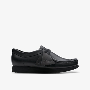 Enfant Chaussures Originales Clarks Wallabee Older Black Leather Noir - ZNA-05491290