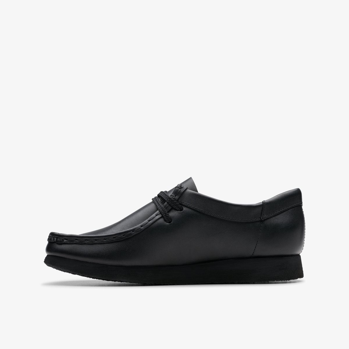 Enfant Chaussures Originales Clarks Wallabee Older Black Leather Noir - ZNA-05491290