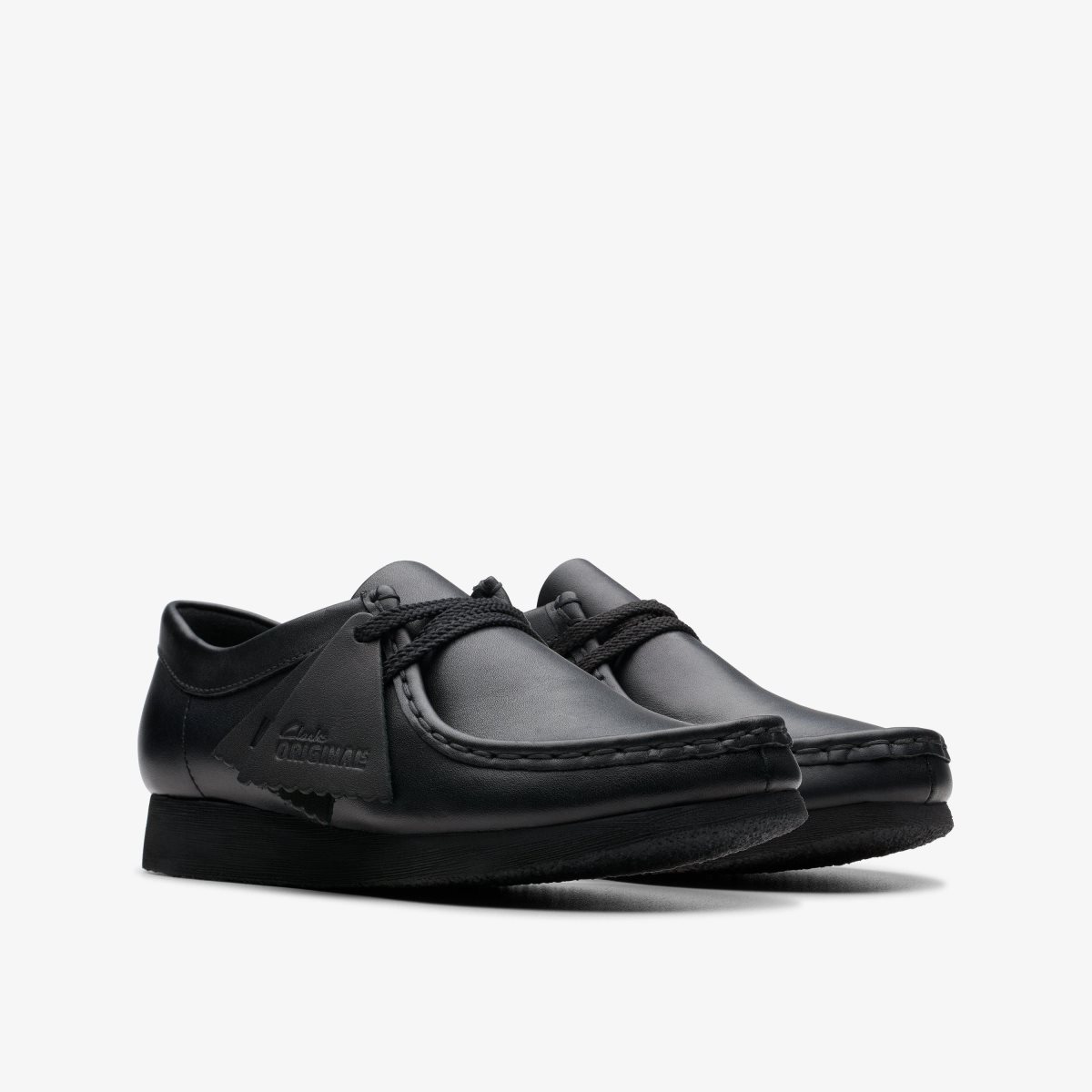 Enfant Chaussures Originales Clarks Wallabee Older Black Leather Noir - ZNA-05491290