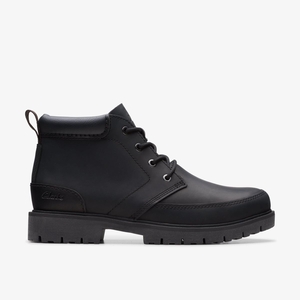 Homme Botte Clarks Rossdale Mid Black Leather Noir - UOR-04651821