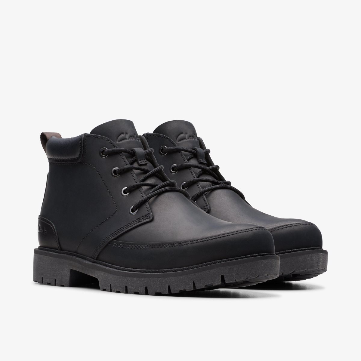 Homme Botte Clarks Rossdale Mid Black Leather Noir - UOR-04651821