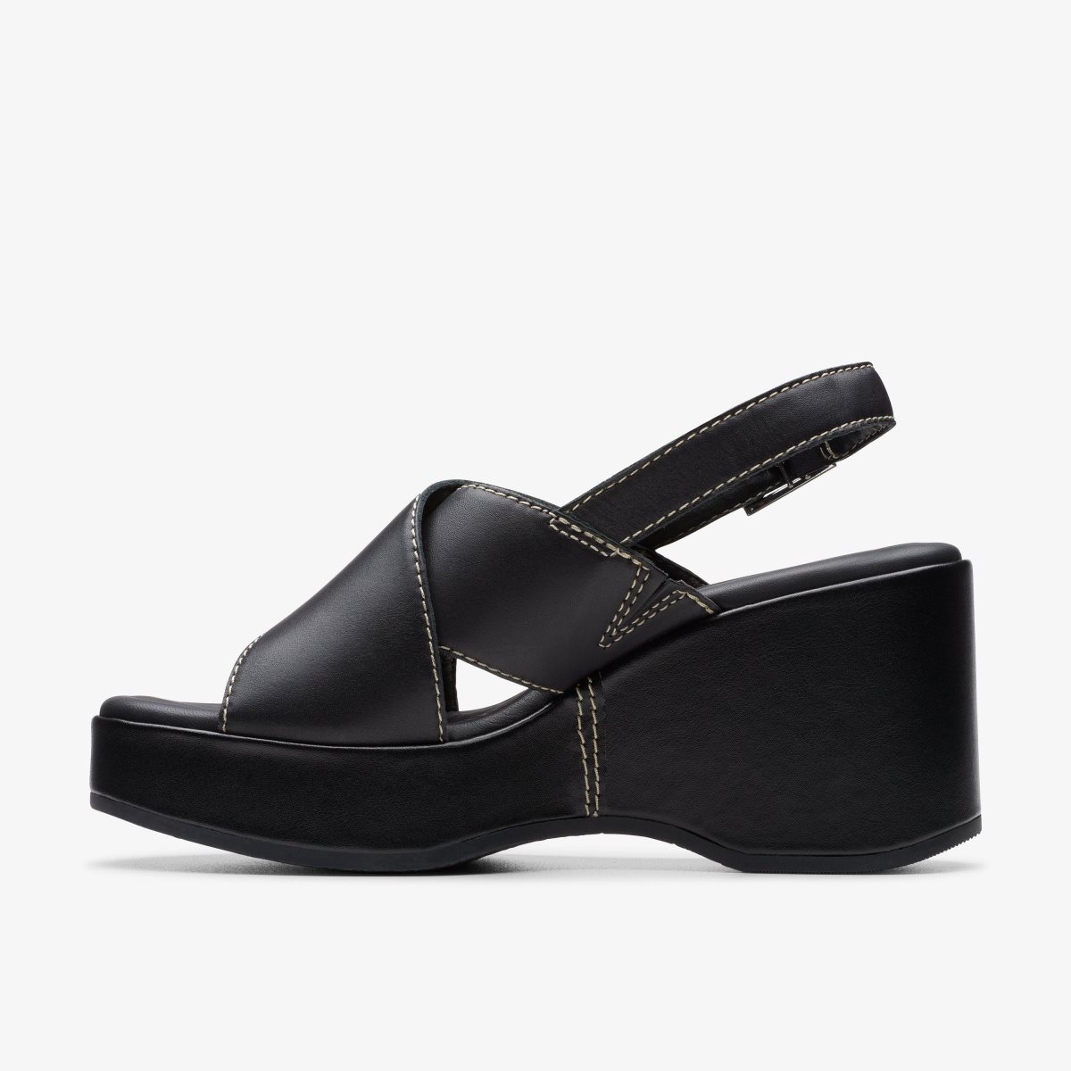 Femme Compensées Clarks Manon Wish Black Leather Noir - MVO-68546422