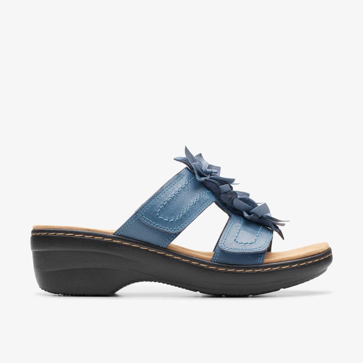 Femme Sandale Clarks Merliah Raelyn Blue Leather Bleu - MTI-65522388