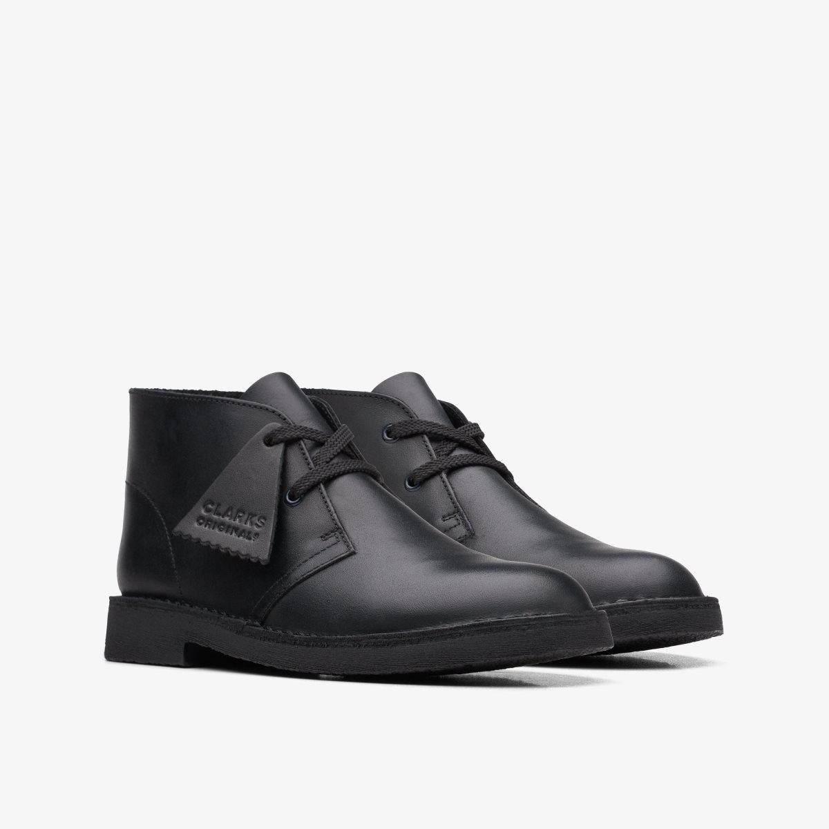 Enfant Chaussures Originales Clarks Desert Boot Older Black Leather Noir - SCE-19534616