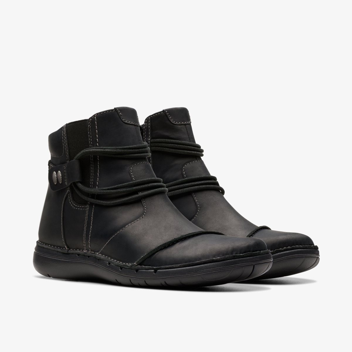 Femme Botte Clarks Un Loop Up Black Leather Noir - DKD-07674664