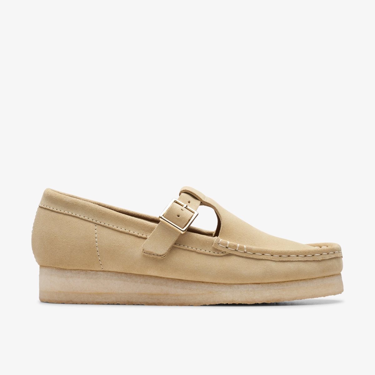 Femme Mocassin Clarks Wallabee T-Bar Maple Suede Maple - NTX-68591489