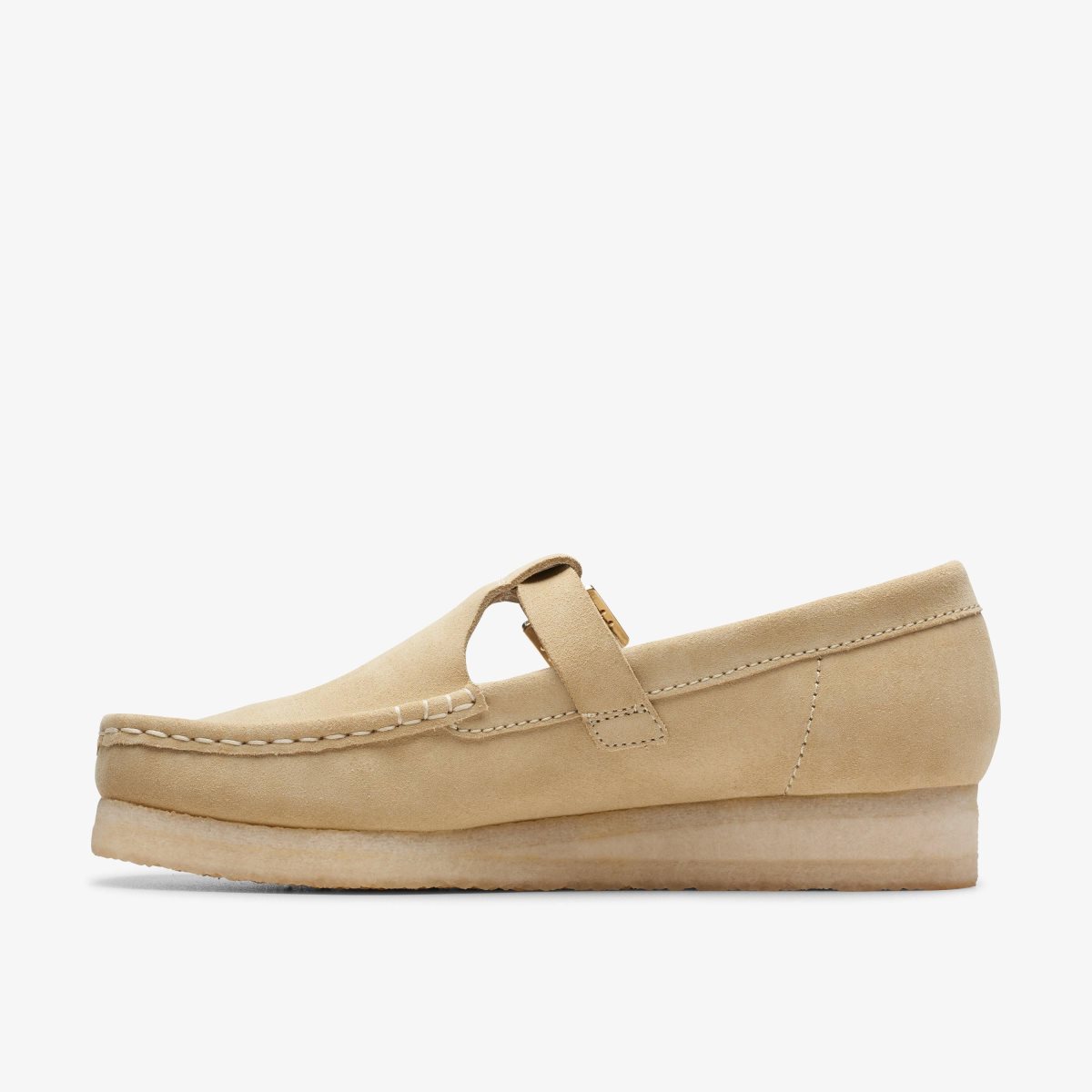 Femme Mocassin Clarks Wallabee T-Bar Maple Suede Maple - NTX-68591489