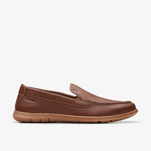 Homme Slip On & Loafers Clarks Flexway Step Light Brown Leather Marron Clair - CTE-05858289