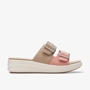 Femme Compensées Clarks Drift Buckle Peach Combination Corail - TIL-43873568