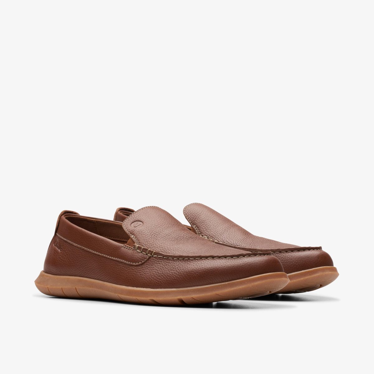 Homme Slip On & Loafers Clarks Flexway Step Light Brown Leather Marron Clair - CTE-05858289