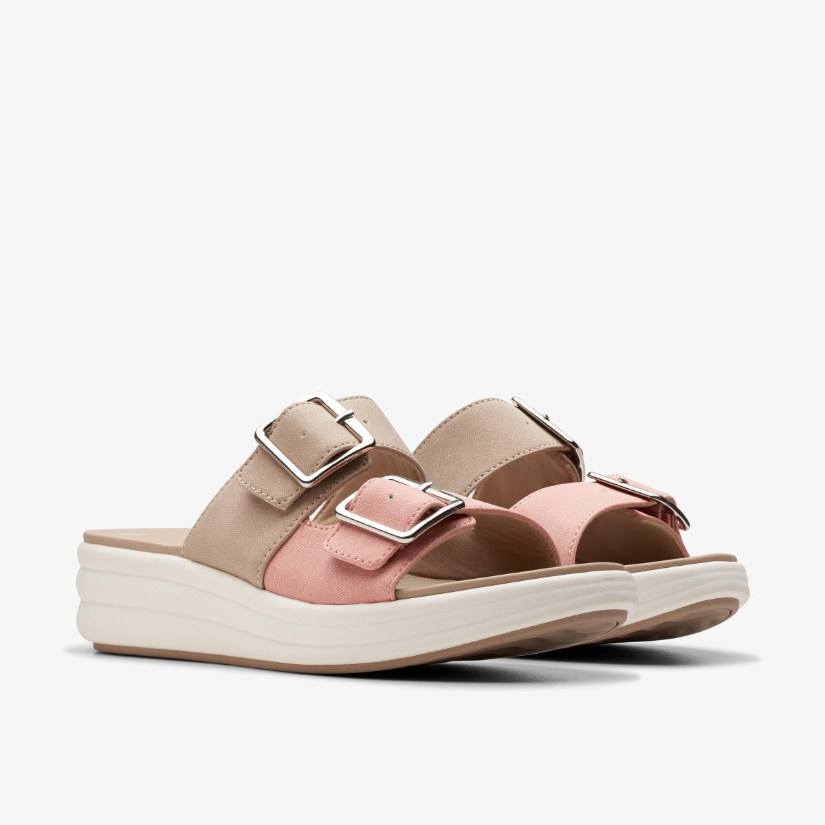 Femme Compensées Clarks Drift Buckle Peach Combination Corail - TIL-43873568