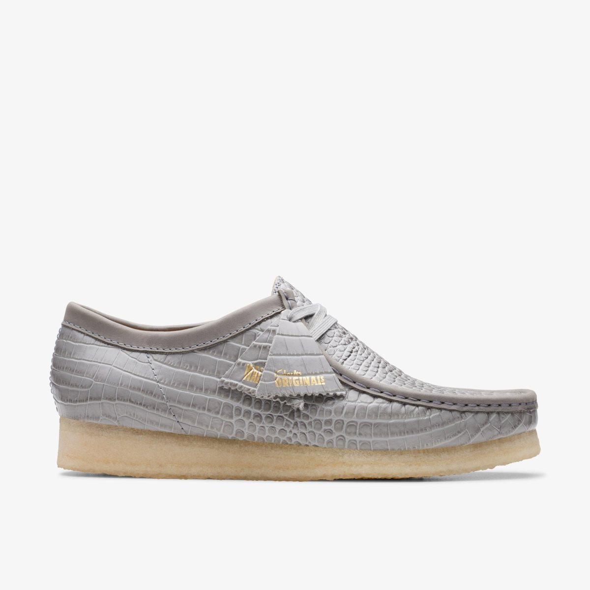 Homme Wallabees Clarks Wallabee Grey Crocodile Print Grise - OFD-41113403