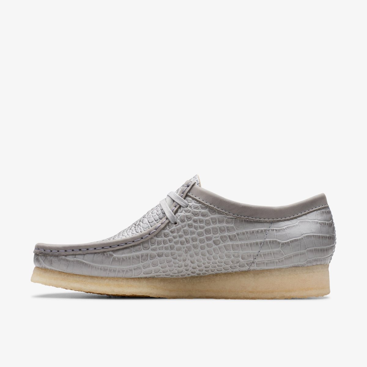 Homme Wallabees Clarks Wallabee Grey Crocodile Print Grise - OFD-41113403