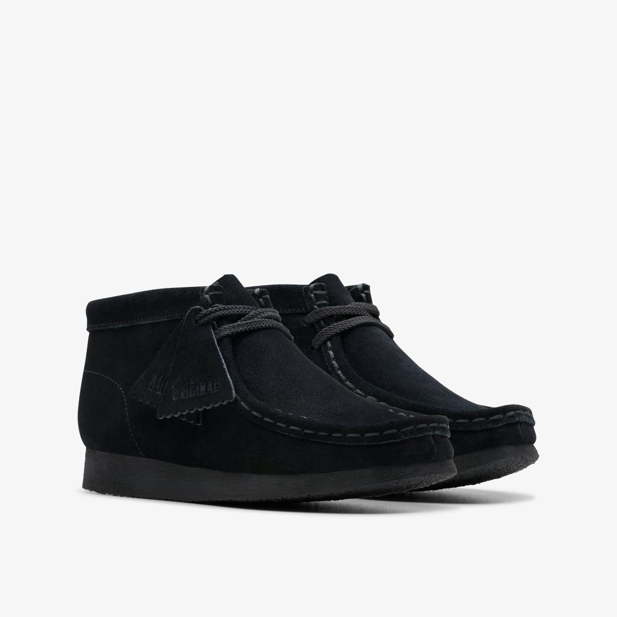 Enfant Chaussures Originales Clarks Wallabee Boot Older Black Suede Noir - JVN-54017998