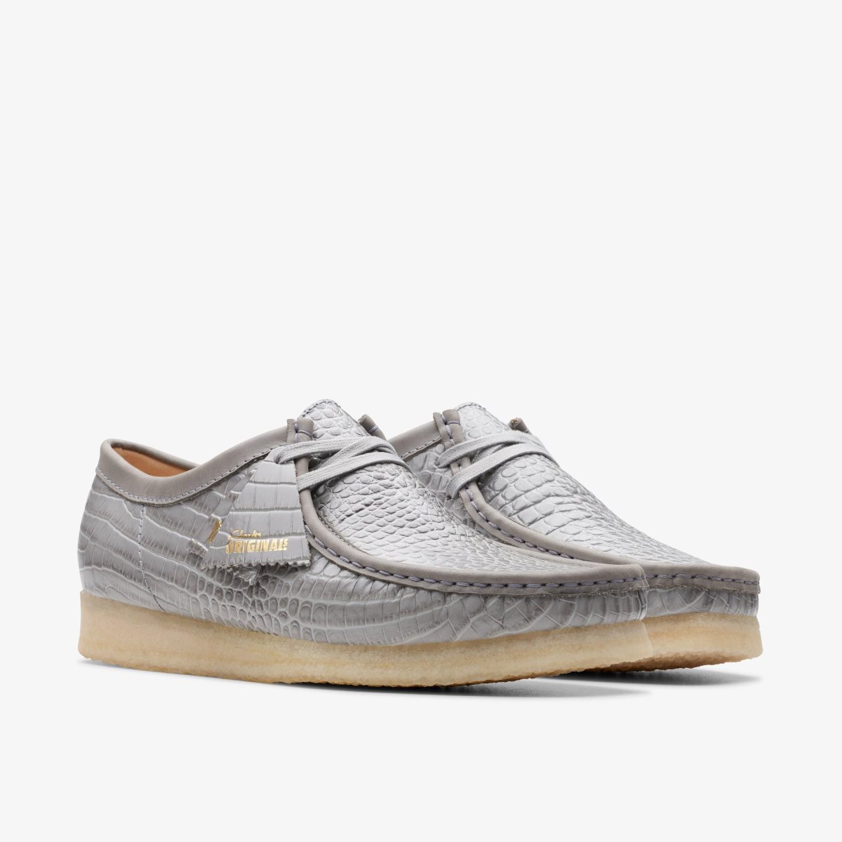 Homme Wallabees Clarks Wallabee Grey Crocodile Print Grise - OFD-41113403