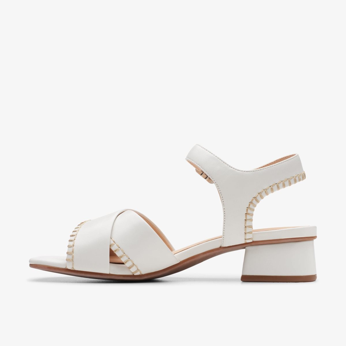 Femme Sandale Clarks Serina 35 Cross Off White Leather Blanche - HME-50830379