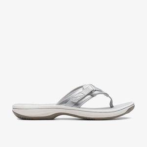 Femme Sandale Clarks BREEZE SEA Silver Synthetic Argent - WVY-94874469