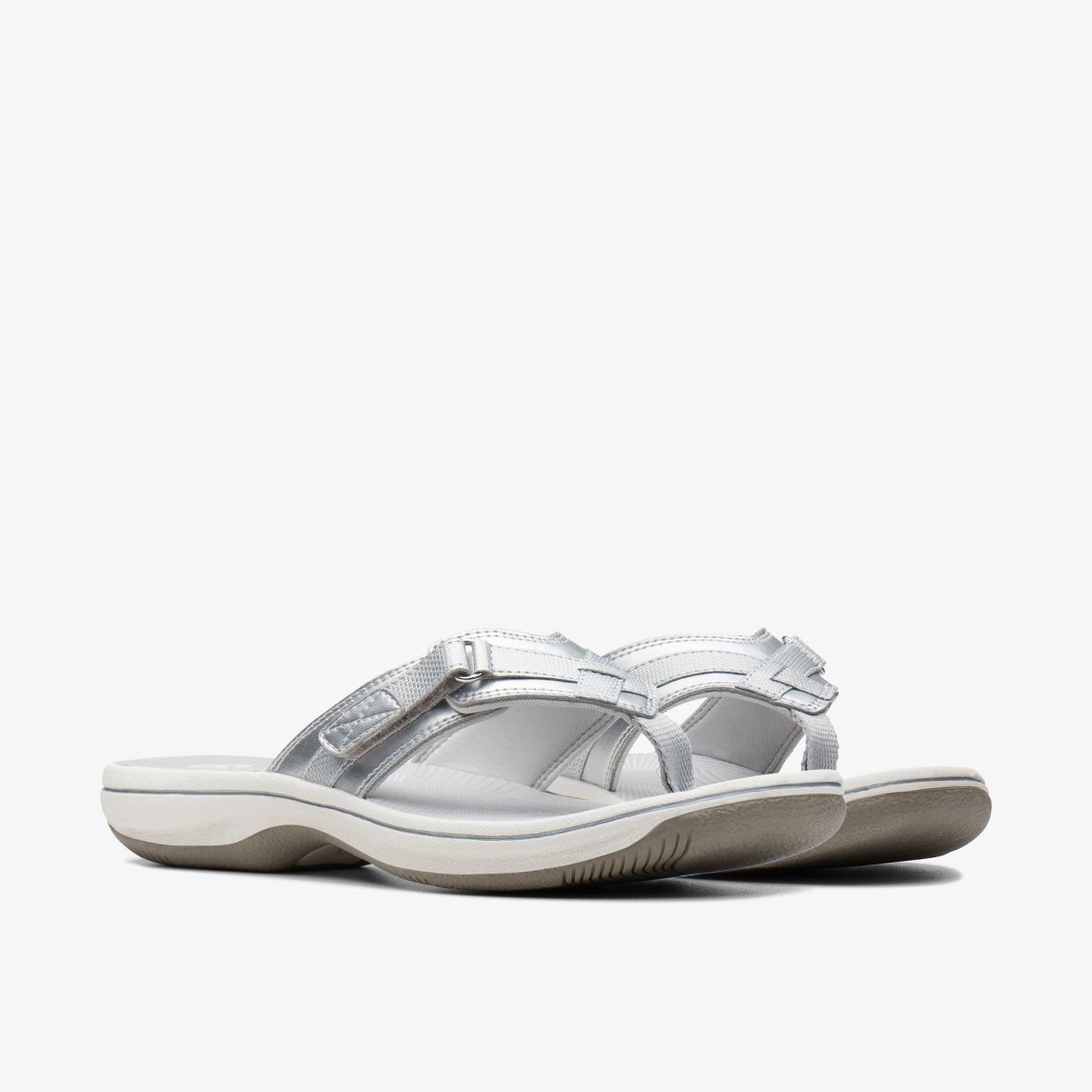 Femme Sandale Clarks BREEZE SEA Silver Synthetic Argent - WVY-94874469