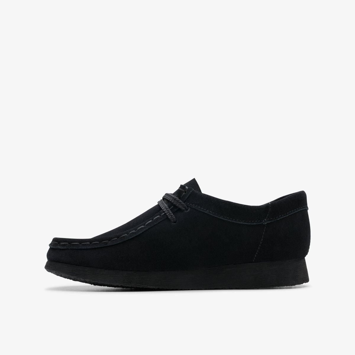 Enfant Chaussures Originales Clarks Wallabee Older Black Suede Noir - XWW-62624116