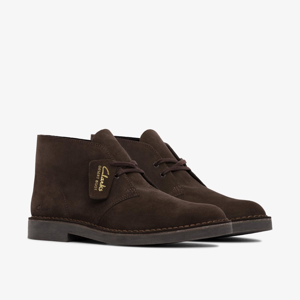 Homme Chaussure Habillée Clarks Desert Boot Evo Dark Brown Suede Marron Foncé - WWS-72348136