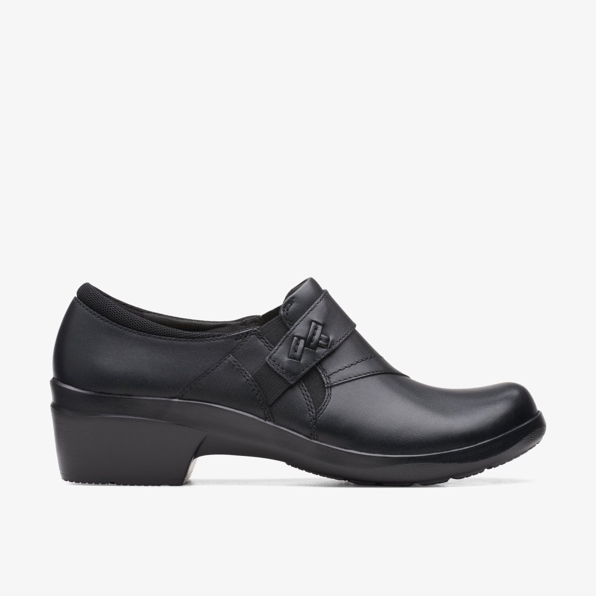 Femme Sabot Clarks Angie Pearl Black Leather Noir - NUZ-41808667