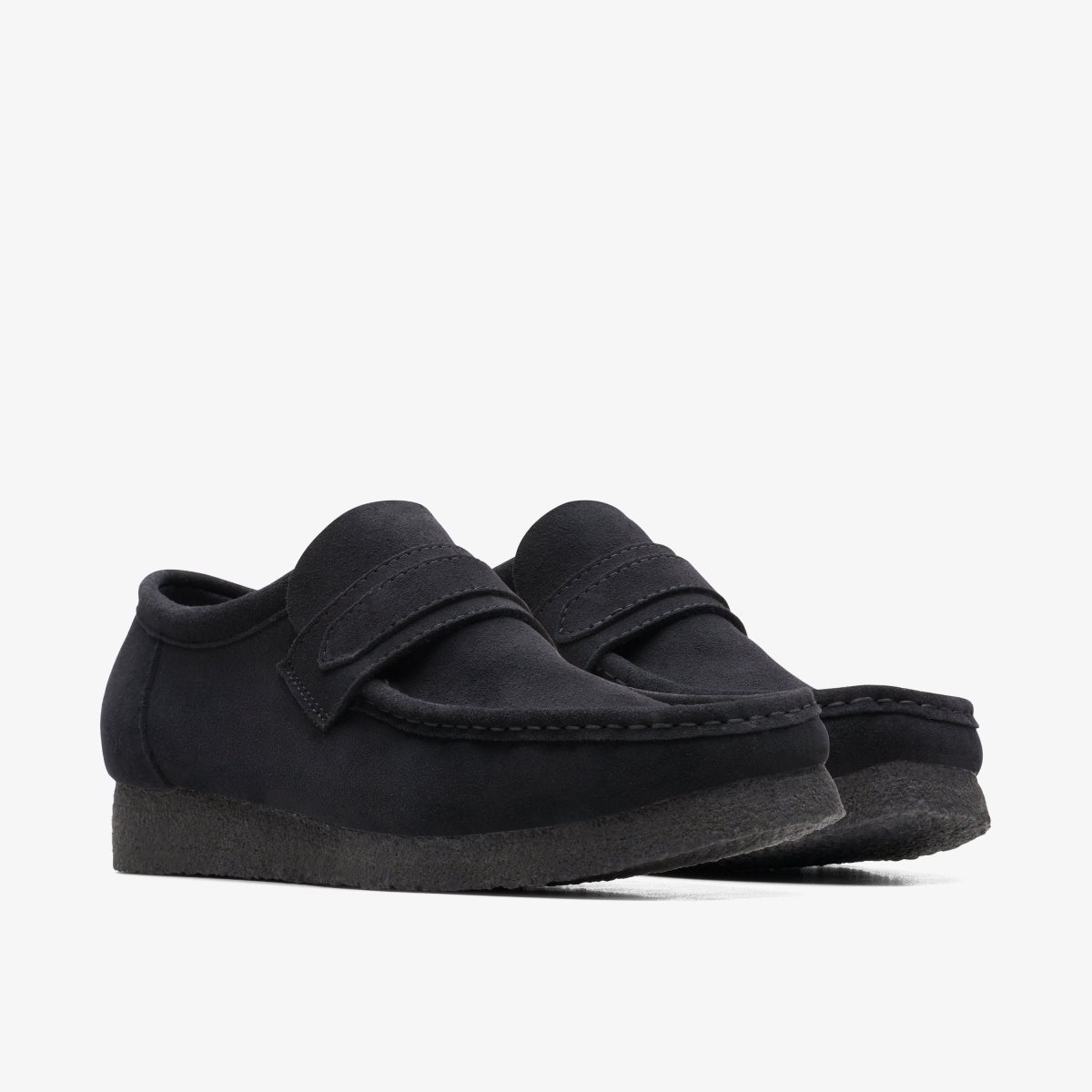 Homme Wallabees Clarks Wallabee Loafer Black Suede Noir - WTU-21440930