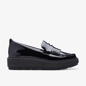 Femme Chaussures Plateforme Clarks Orianna Loafer Black Patent Leather Noir - GQO-53725031