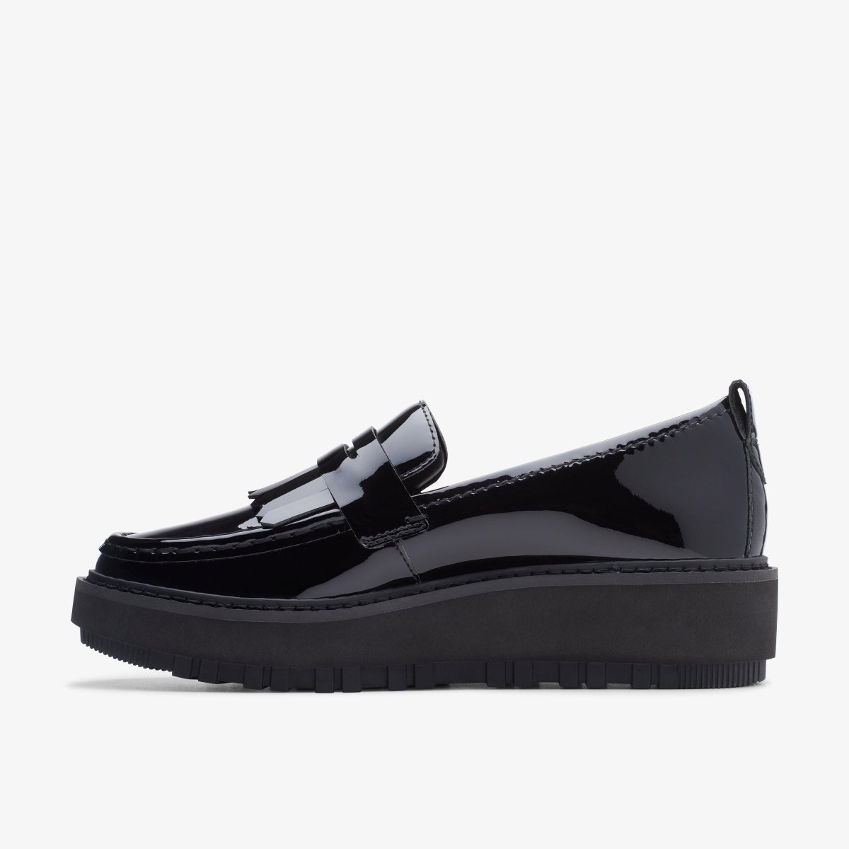 Femme Chaussures Plateforme Clarks Orianna Loafer Black Patent Leather Noir - GQO-53725031