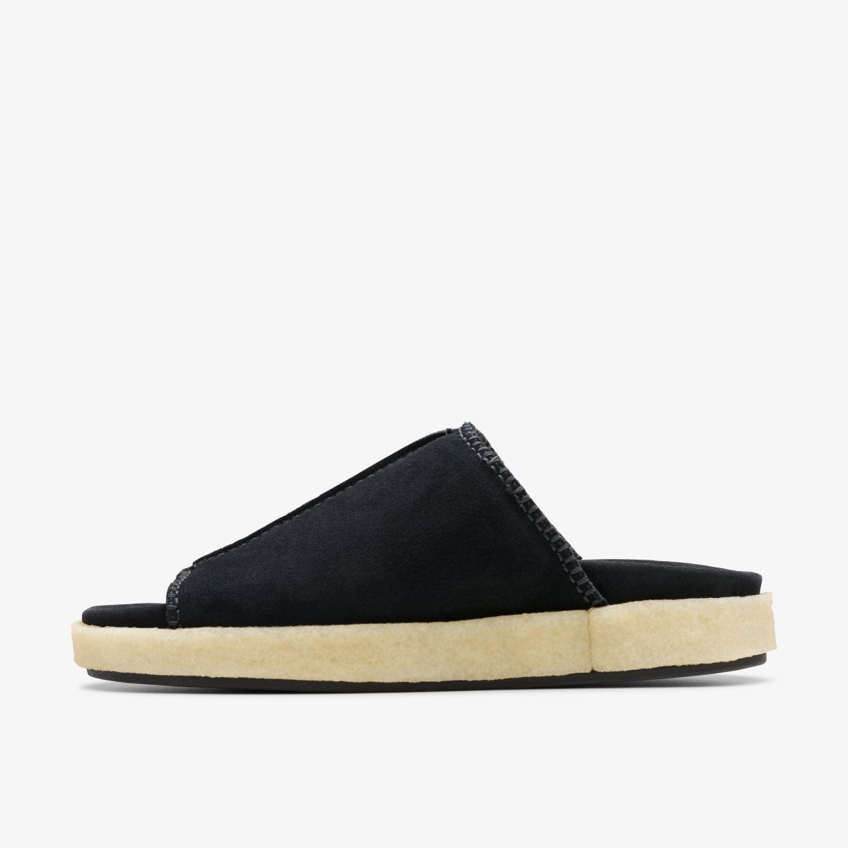 Homme Sandale Clarks Overleigh Slide Black Suede Noir - DVT-64950728