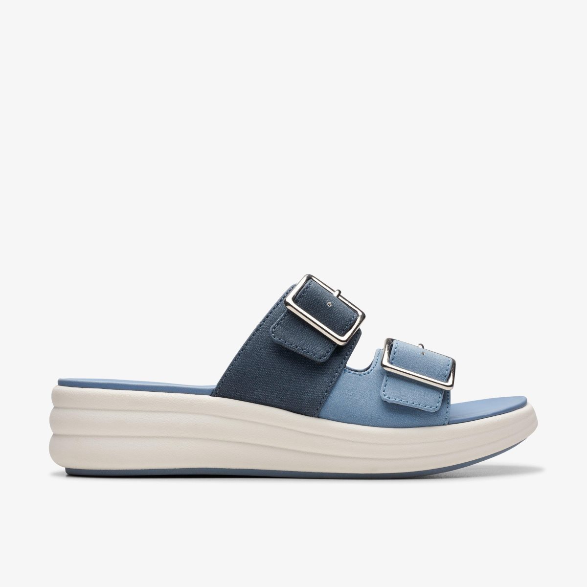 Femme Compensées Clarks Drift Buckle Denim Combination Bleu - HWH-14724946