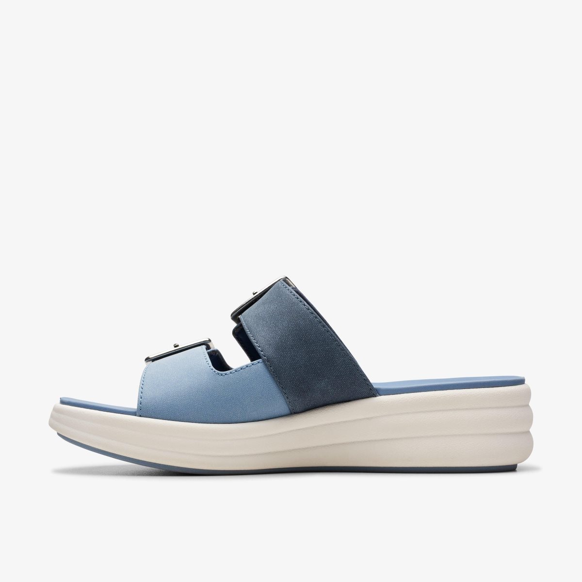 Femme Compensées Clarks Drift Buckle Denim Combination Bleu - HWH-14724946