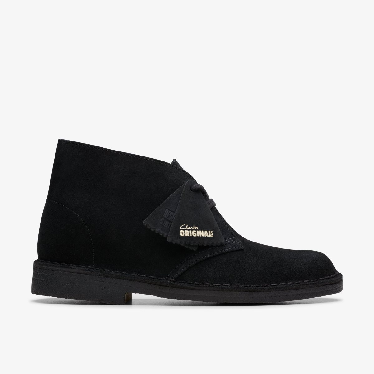 Femme Botte Clarks Desert Boot Black Suede Noir - FPE-61718284