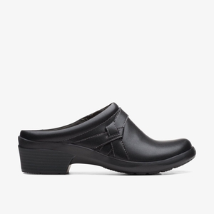 Femme Sabot Clarks Angie Mist Black Leather Noir - UGO-84305811