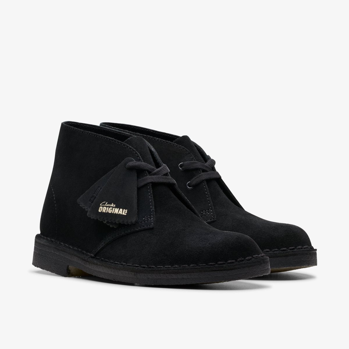 Femme Botte Clarks Desert Boot Black Suede Noir - FPE-61718284