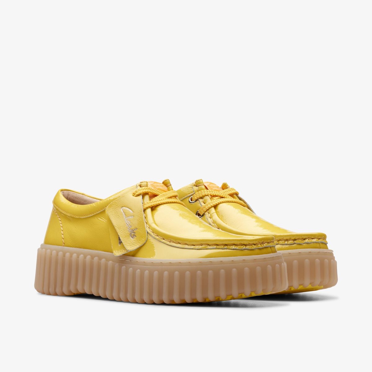 Femme Chaussures Plateforme Clarks Torhill Bee Yellow Patent Jaune - HMX-02136264