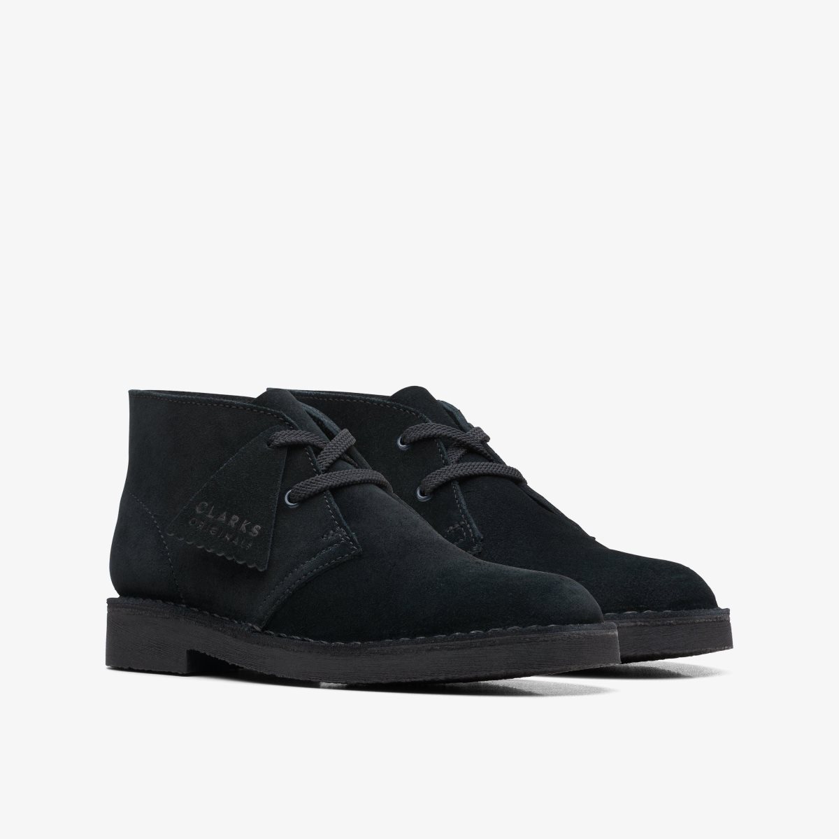 Enfant Chaussures Originales Clarks Desert Boot Older Black Suede Noir - DQI-29347627